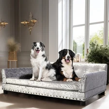 Bingopaw Luxury Dog Sofa Lounge Diamonds Dutch Velvet Upholstered Pet Couch Bed