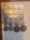 (18) 40% Silver Kennedy Half Dollars $9 Face And Two 1974 Eisenhower 1$ Coins