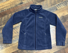 Columbia Boys Blue Fleece Full Zip Jacket Size M 10/12 Lightweight Warm