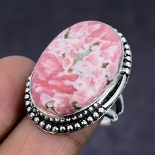 Natural Rhodochrosite Gemstone 925 Sterling Silver Jewelry Ring Size 7 w101