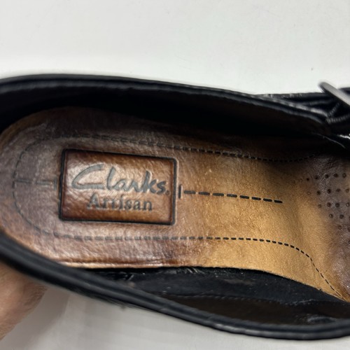 Clarks Artisan Heels Womens 7M Black Leather Mary Jane Shoes Double Buckle - Picture 8 of 11