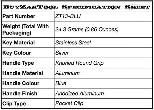 Llave Esposa Azul Zak ZT13 Ajuste Universal Luz Fuerte Hecha en EE. UU. 4 Pulgadas Foto 3 de 3
