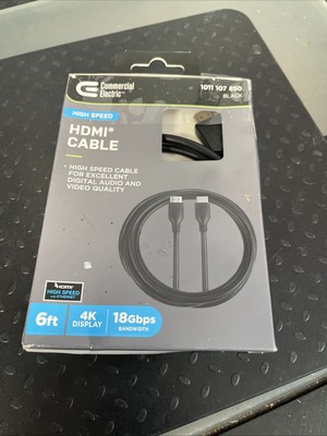 Commercial Electric HDMI 2.0 Cable Black 6-ft HD1383