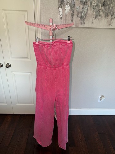 VICI Trendsetter Denim Jumpsuit in Hot Pink