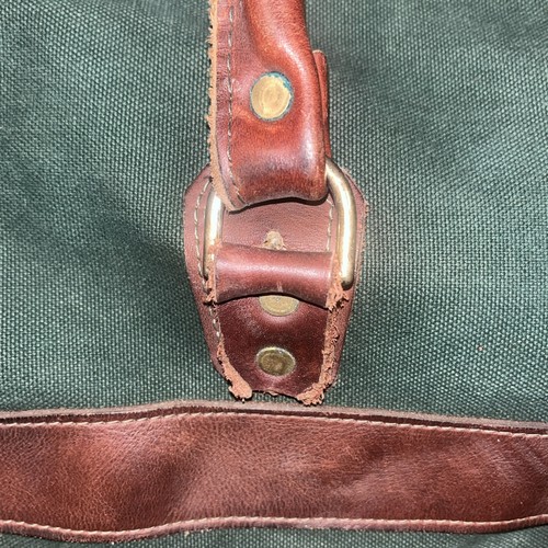ORVIS Vintg battlekill canvas w/lthr trim & skid rails duffle bag 24"x12"x12" - Picture 19 of 24