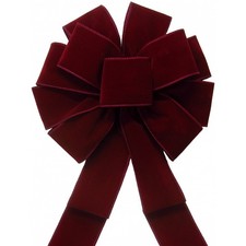 Wired Burgundy Outdoor Velvet Christmas Bows - Velvet Christmas Wreath Bows