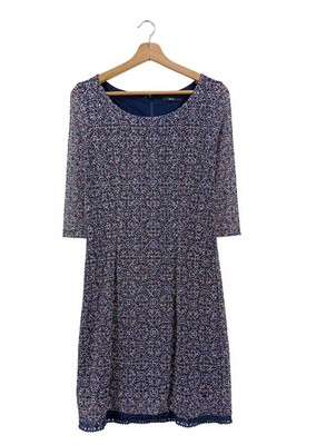 ZERO Midikleid Damen Kleid Gr. DE 36 blau-rot-weiß Casual-Look