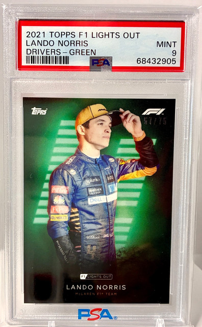 2021 Topps Formula 1 Lights Out Lando Norris Green #57/75 PSA 9 MINT