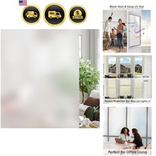 Frosted Window Privacy Film Heat Control UV Blocking, Static Cling Non-Adhesi...
