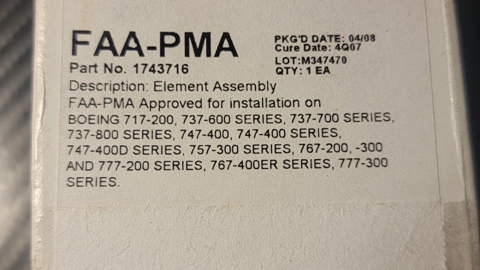 Conjunto de elemento de filtro Purolator Facet 1743716 FAA-PMA Foto 3 de 4