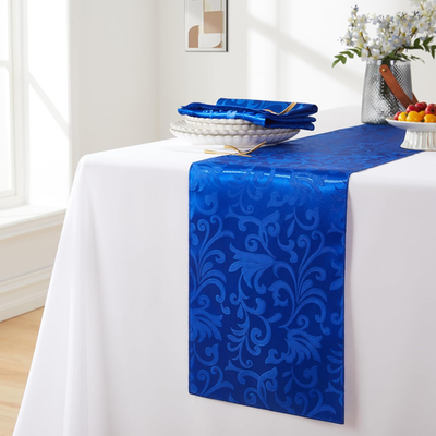 #ad 12 Packs Damask Satin Table Runner 12 X 108Inch Royal Blue Table Runners for Bir $30.19