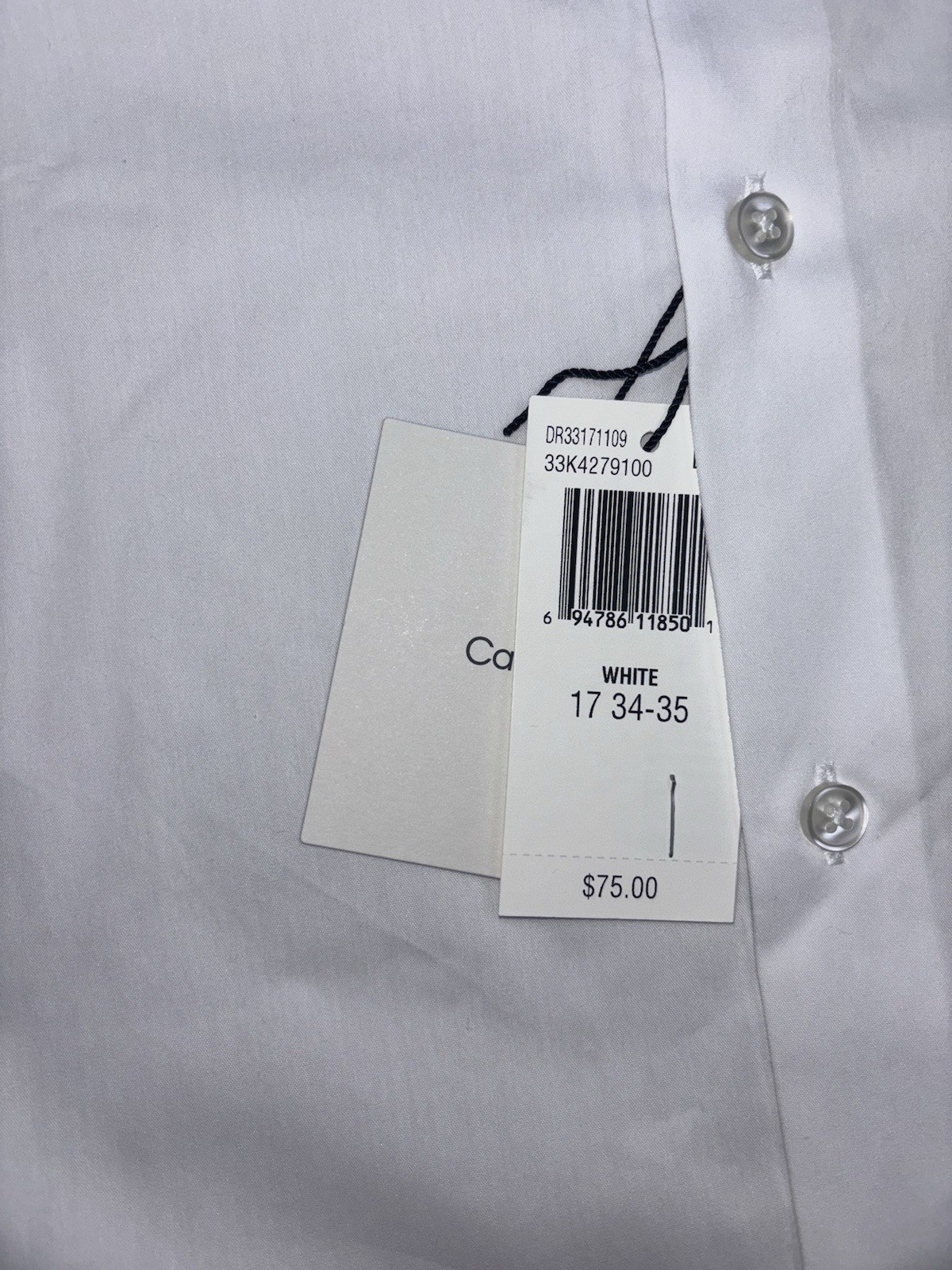 Calvin Klein Mens Slim Fit Dress Shirt Size XL White thumbnail 9