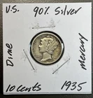 1935 - 10C Mercury Dime / 90% Silver Coin / Great For Hoarding.