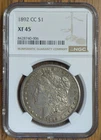 1892-CC Morgan $1. NGC XF45. Popular Penultimate Carson City Silver Dollar.