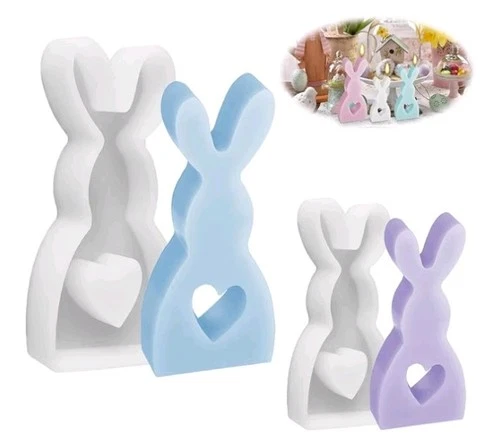 2 Pcs Rabbit Silicone Mould, Candle Casting Set, Seasonal Gift Craft, Cute Bunny