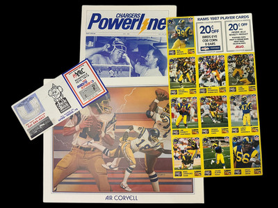 NFL Chargers & Rams Vintage Memorabilia Lot 1972-1987 Jello SDSU collectible