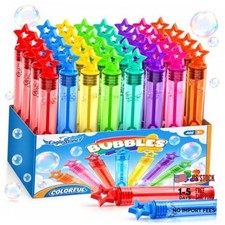 32 Pcs Star Bubble Wands for Kids - 8 Color Mini Party Favors - Star-Topped