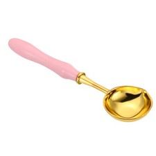 5" Wax Seal Spoon Wax Sealing Melting Spoon Brass Vintage Wooden Handle Pink