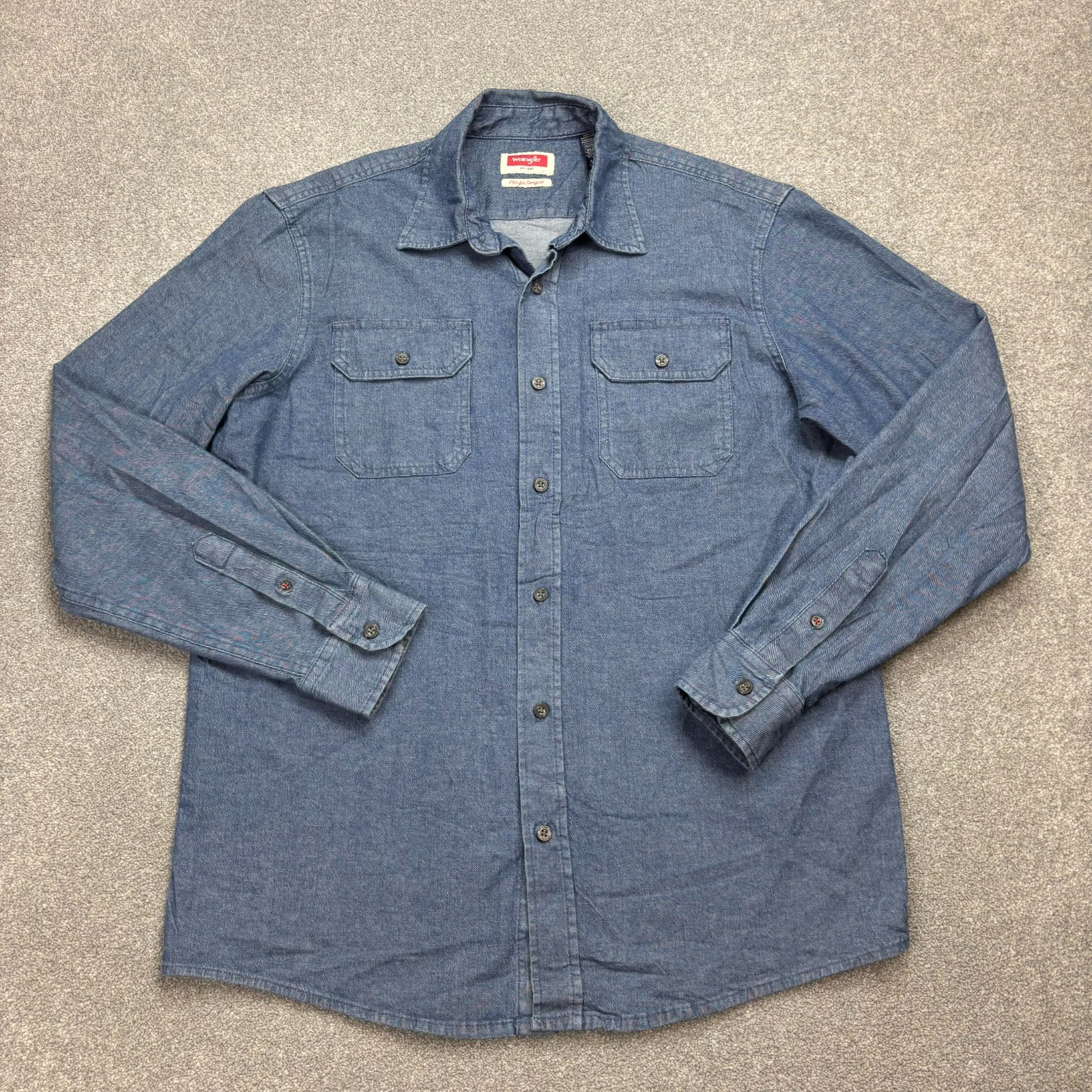 Camisa de mezclilla Wrangler adulto mediana azul Western Cowboy Ranch EE. UU....
