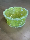 Vintage Mosser Glass Vaseline Carnival Opalescent Classic Diamond Bowl