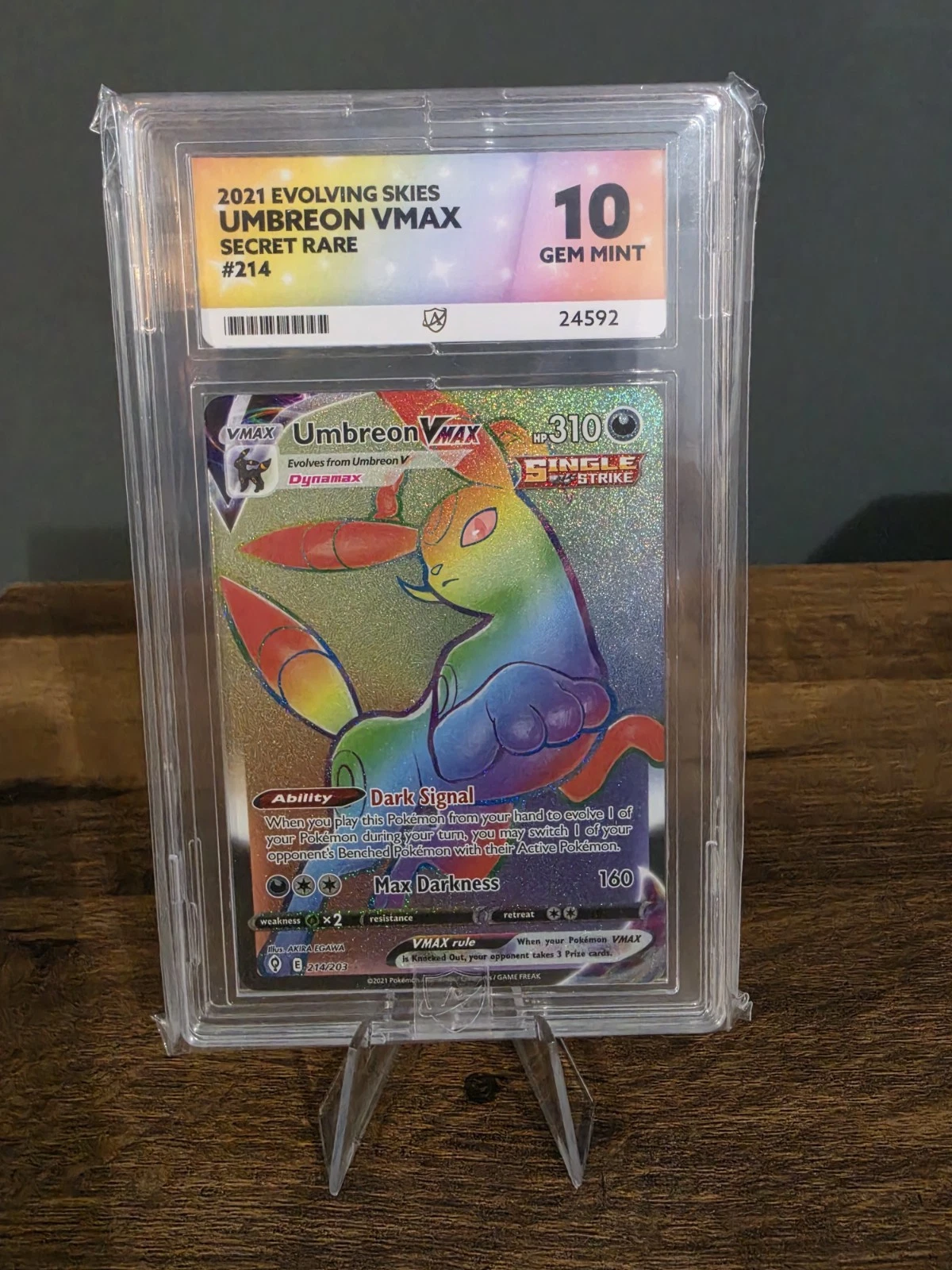 Pokémon Umbreon VMAX TCG Rainbow Evolving Skies Card 214/203 Ace 10