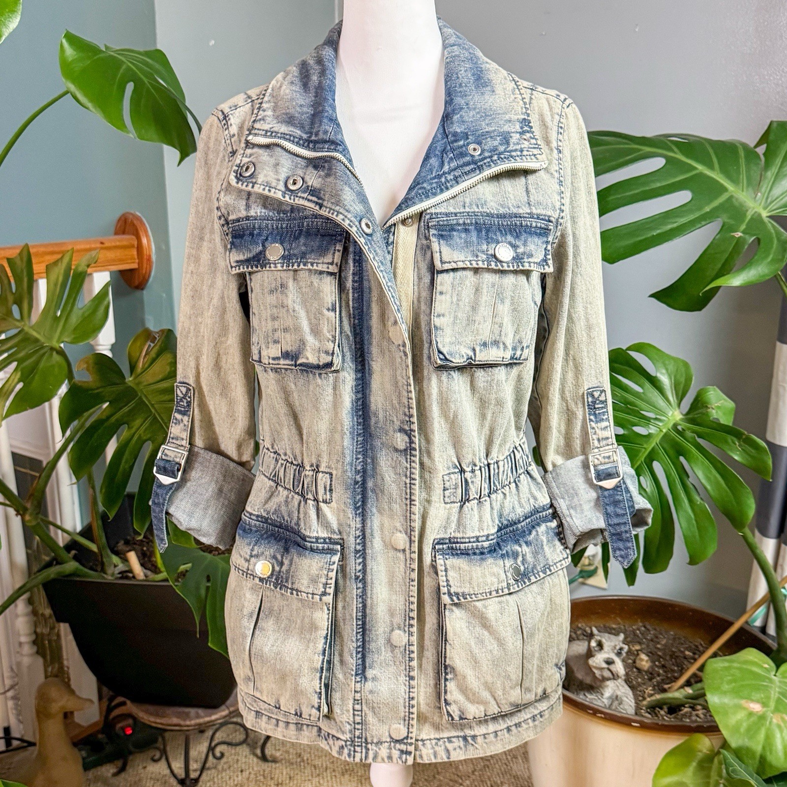 BCBGeneration Denim Utility Jacket Size Small Chi… - image 2