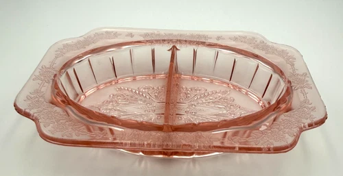 Jeannette Adam Pink Depression Glass Divided Relish/Candy/Nut Dish