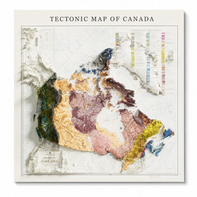 Canada Geological Map Wall Art - Vintage 2D Topographic Poster Print Decor