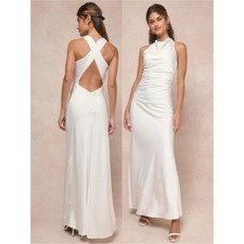 NWT Lulu s Effortlessly Sensational White Satin Backless Maxi Dress Large XL