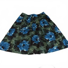 Boden Women's Green Blue Floral Pleated Women's Short Skirt Size US 2R UK 6R