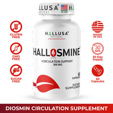 Hallosmine 300mg Diosmin - Vein supplement for leg circulation support - 60 Ct