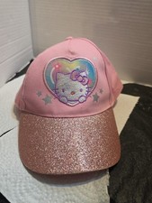 Hello Kitty Glitter Ball Cap Hat Adjustable Snapback Pink