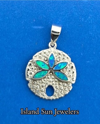 Sand Dollar Pendant, Sterling Silver & Opal