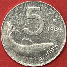 5 Lire 1986 Delfino • Repubblica Italiana • Moneta Rara Circolata In Italma • BB