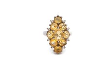Sterling Silver 925 Citrine CZ Ring Size 8.75