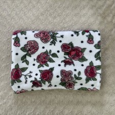 Adirondack Baby Pink Floral Blanket Roses Green White Black Polka Dots Flower