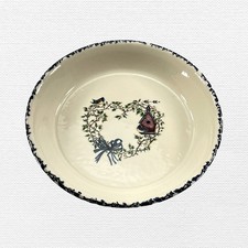Stoneware Pie Plate Wisconsin Sponge Trim Heart Wreath Birdhouse Baking Kitchen