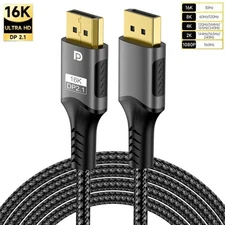 Displayport 2.1 16K DP Cable 8K@120Hz/60Hz 4K@240Hz 80Gbps HDR Video Audio Cable