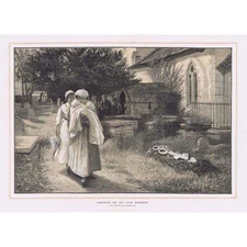 PHILIP RICHARD MORRIS Crowns of Joy & Sorrow - Tinted Antique Print 1884