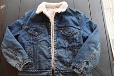 Vintage Levis Denim Jacket Mens Medium Sherpa Lined 46 R Trucker 80s USA