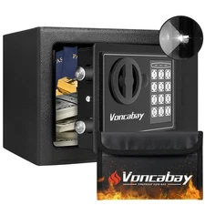 Money Safe Box for Home with Sensor Light & Fireproof Money Bag - 0.23 Cubic ...
