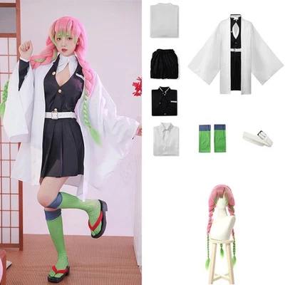Anime Demon Slayer Kanroji Mitsuri Cosplay Kimetsu no Yaiba Kimono Costume Wigs