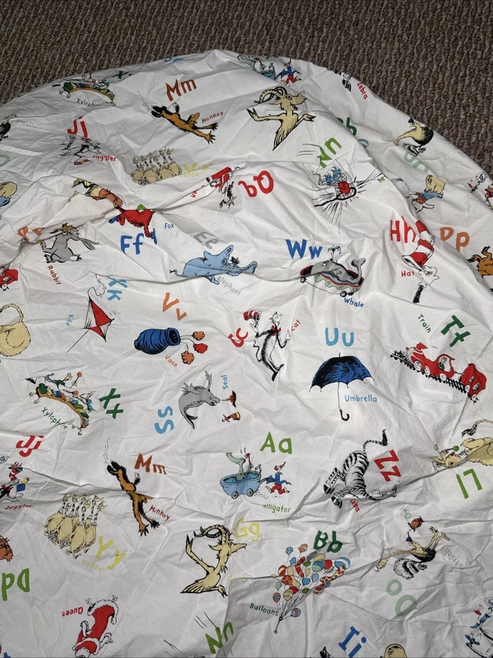 Простыня на резинке Pottery Barn Kids Dr Seuss ABC размер Twin 100% хлопок снятая с производства - Изображение 3 из 4