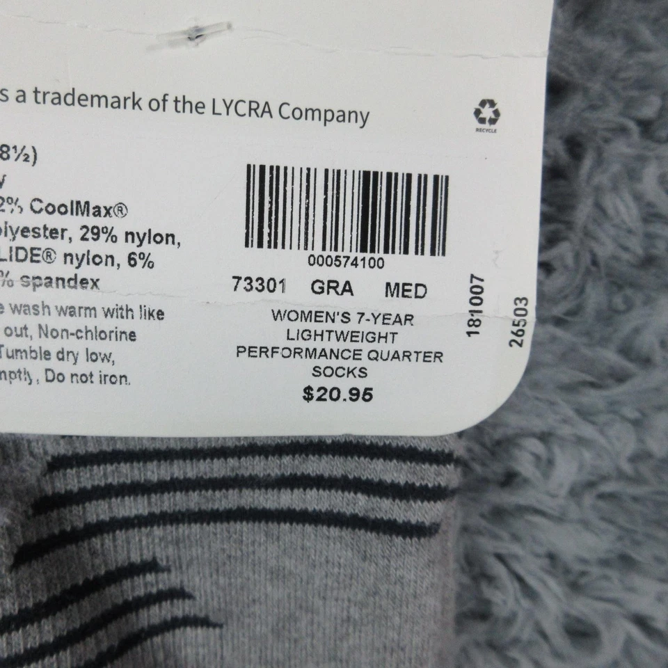 Meias femininas Duluth Trading Co cinza médio 7 anos Qtr fabricadas nos EUA CoolMax novas com etiquetas - Imagem 4 de 4