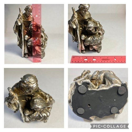 Vintage Holy Family Nativity Art Sculpture Mary Joseph Baby Jesus Figurine Gold - Picture 15 of 15