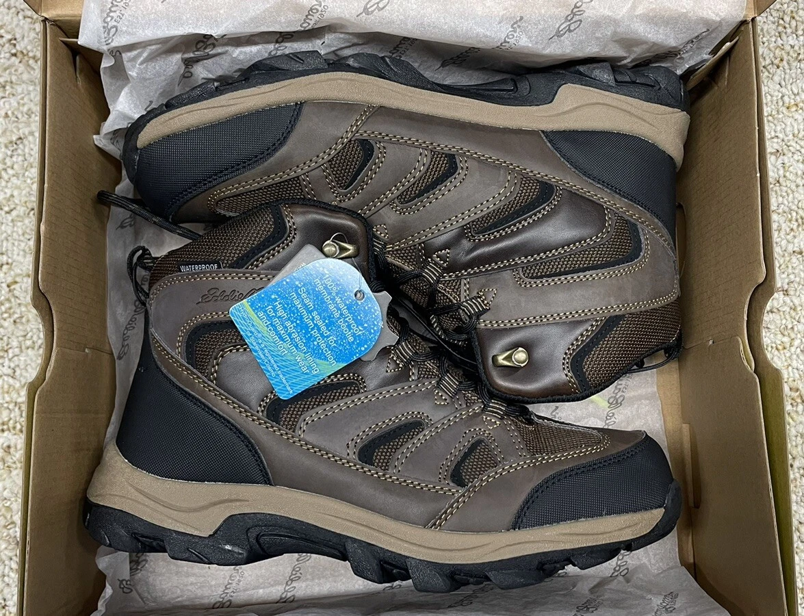 Eddie Bauer Fairmont Men Size 10 Boots Hiking Waterproof Brown LEATHER NEW