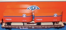 LIONEL SOUTHERN PACIFIC DAYLIGHT PS-4 WOOD FLAT CAR W/ PUP PIGGYBACK TRAILERS!