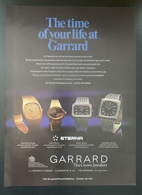 Garrard Eterna 1975 Uhren Papier Werbung 