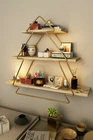 Bino Gold507 Wood and Metal Gold Worktop Shelf with 3 Shelves, Bathroom Rega