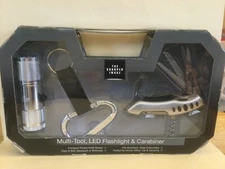 Sharper Image Gift Set (New, 3PC, Multi-tool, Flashlight and Caribiner)